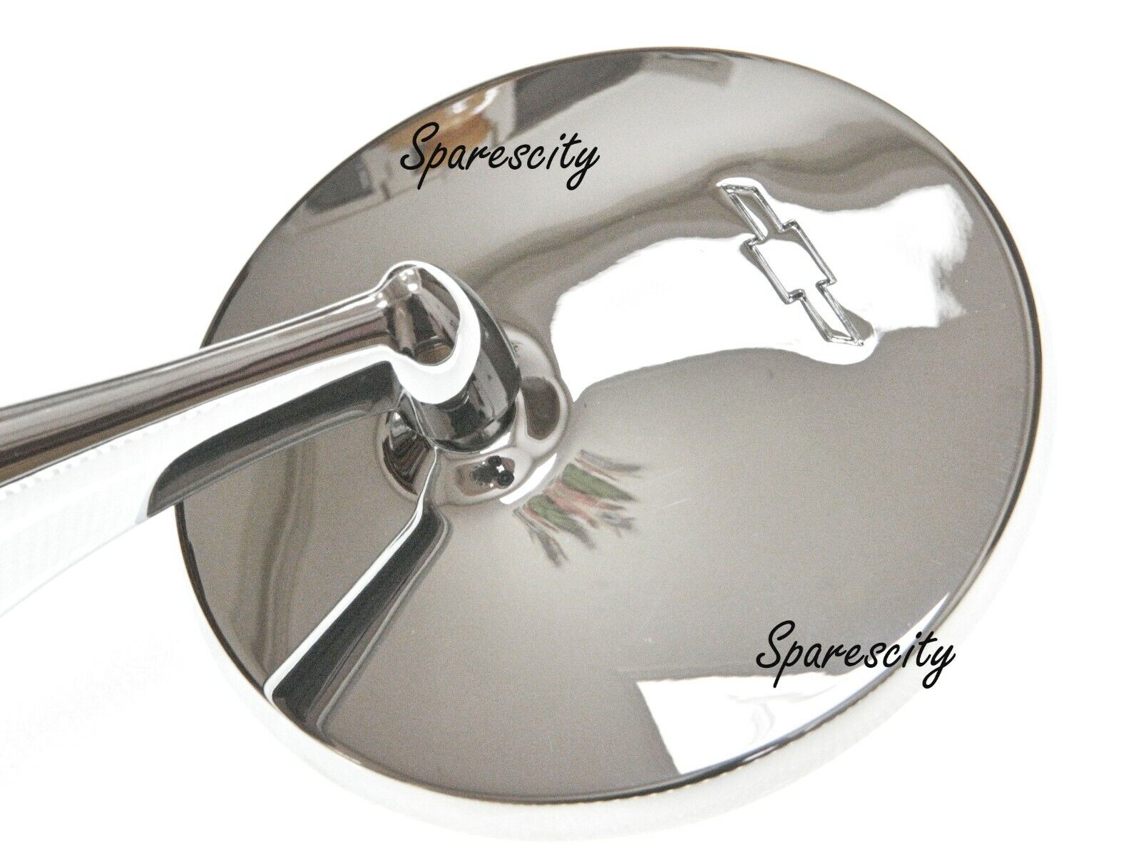 CHEV CHEVROLET CORVETTE STINGRAY BOWTIE MIRROR Large 120mm METAL TRIPLE CHROME